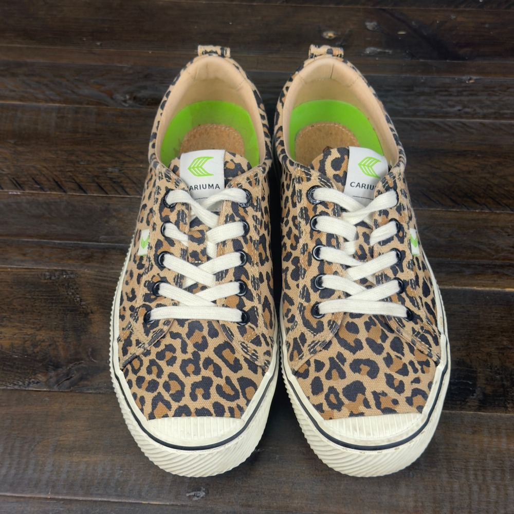 Cariuma OCA Low Leopard Print Canvas Sneakers Womens 9 Animal Print Lace Up - Picture 4 of 8